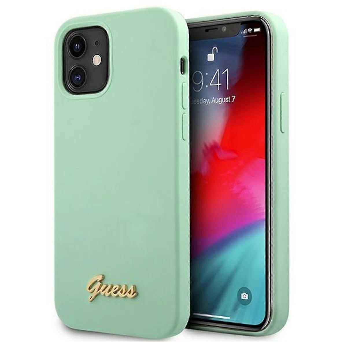 Guess Silicone Script Apple iPhone 12 Mini Green Hard Case Cover Protective Case Case