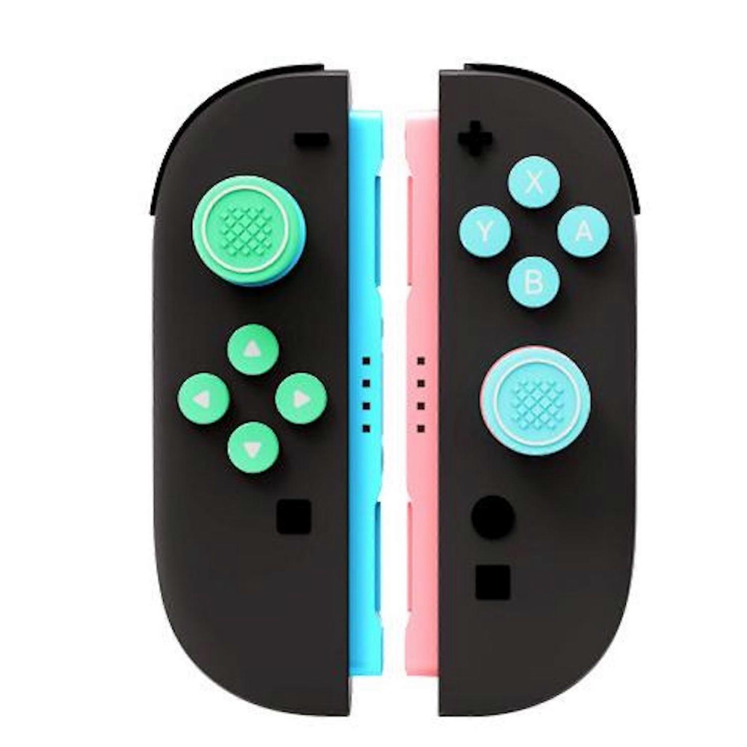 For Nintendo Switch 2 Joy-Con Silicone Button Protector Joystick Caps Set Green Blue