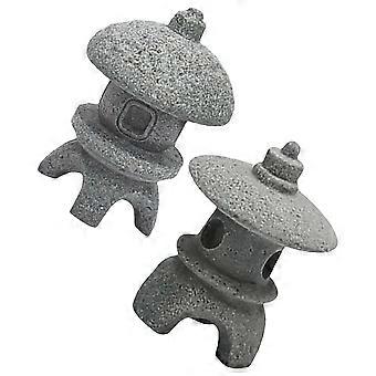 2 stuks miniatuur pagodebeeldjes in Japanse stijl, zen-tuindecoratie, stenen lantaarns voor buiten, geschikt voor bonsai, voor het creëren van een sfeervolle tuin en landschapsinrichting.