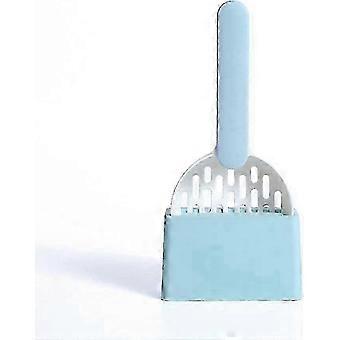 Blue Litter Scoop, Durable ABS Plastic, Corrosion Resistant, Easy to Clean, Long Handle, Storage Hook, 6x2.2mm Openings for Cats Dogs and Pets, 1 Piec