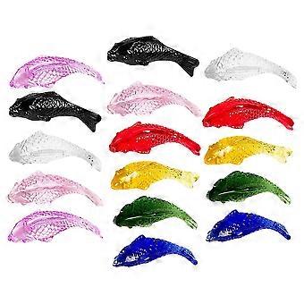 Conjunto de 16 miniaturas de peixes dourados de cristal para decoração de micro paisagem, estatuetas de peixes falsos em miniatura, modelo de peixe koi para casa de bonecas.