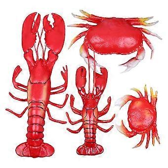 Realistisches Aquarium-Dekor-Set aus Kunststoff, Hummer und Krabbe, 4 Größen, Rot, langlebig, umweltfreundlich