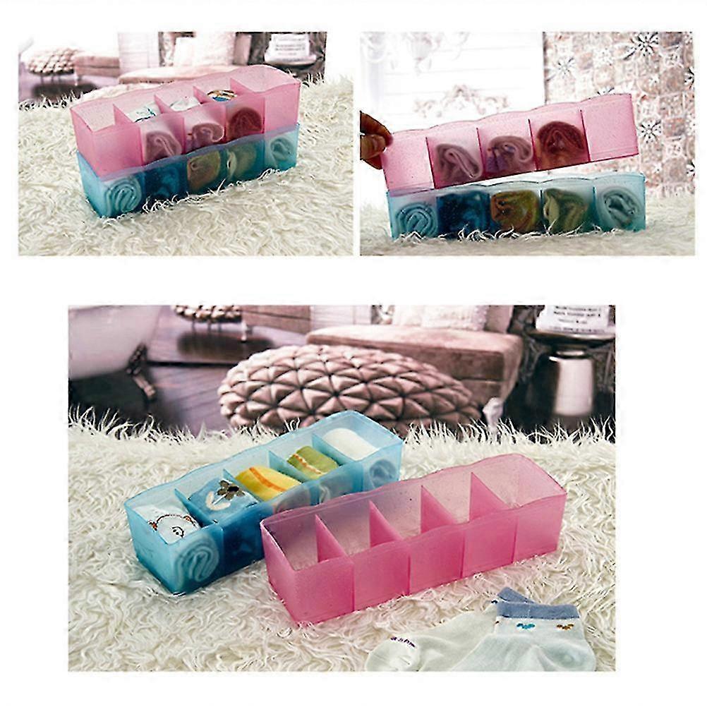 Plastic Underwear Organizer Box with Socks Sorting Function Five Grids