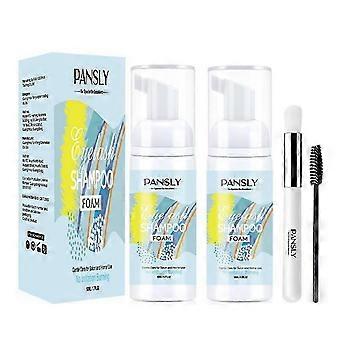 2 PCS Shampoo para Cílios Extensão 50ml Espuma de Limpeza de Cílios com escova macia