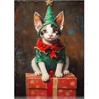 Christmas Elf Cornish Rex Cat Jigsaw Puzzle - Fun X-mas Holiday Puzzles for Pet-Loving Family in Christmas SQZ710