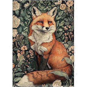 Vintage Floral Red Fox Jigsaw Puzzle William Morris Style Flower Pattern Puzzles SQZ225