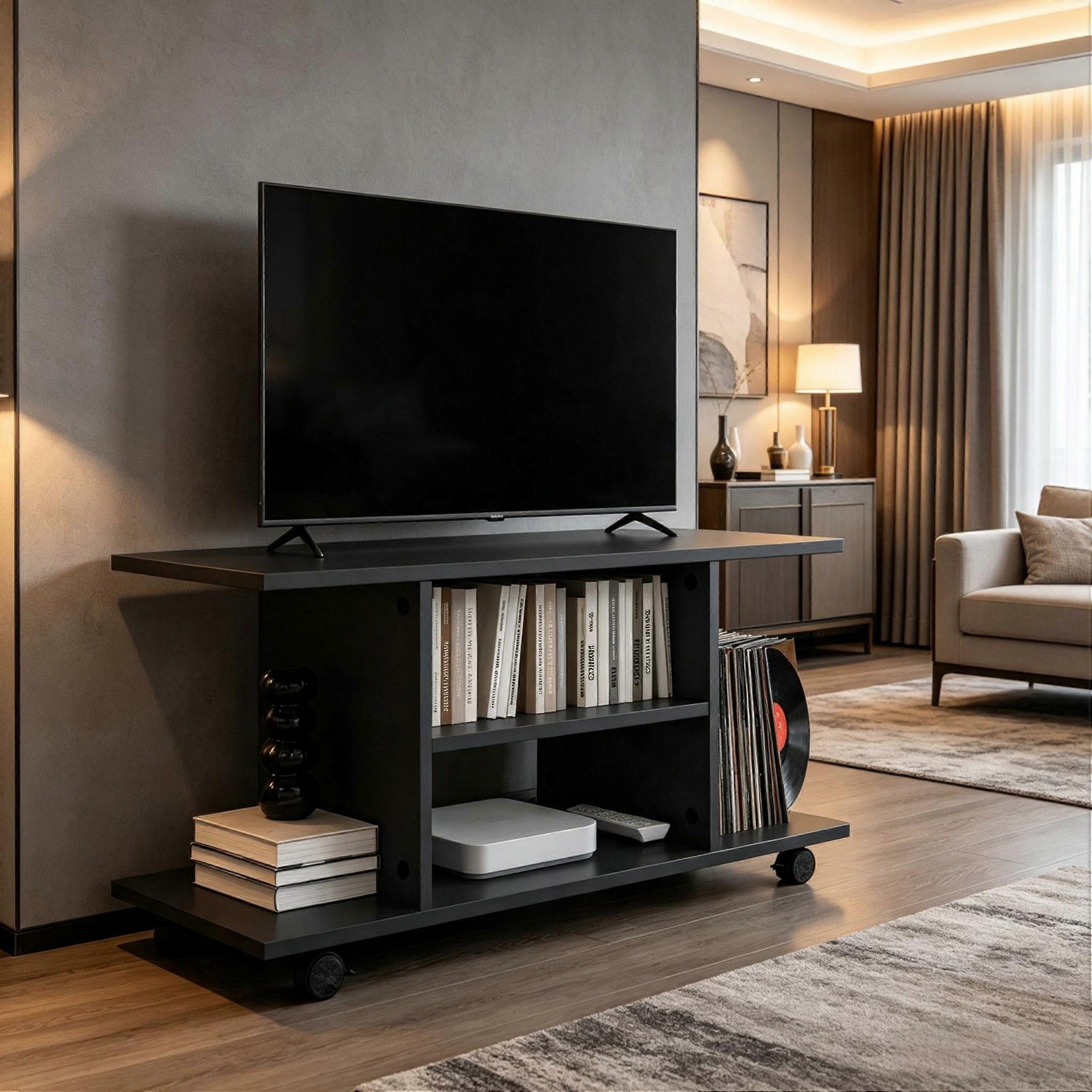Functional media cabinet, TV stand, mobile side table, coffee table