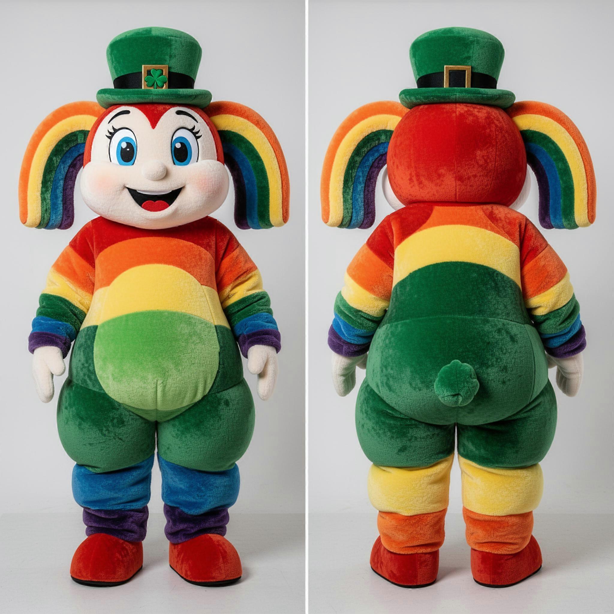 MASTICOT Velvety Green Rainbow Mascot