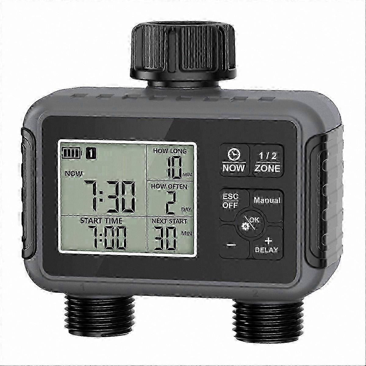 Programmable 2-Zone Watering Timer Smart Irrigation Controller compatible with Garden Sprinkler Systems