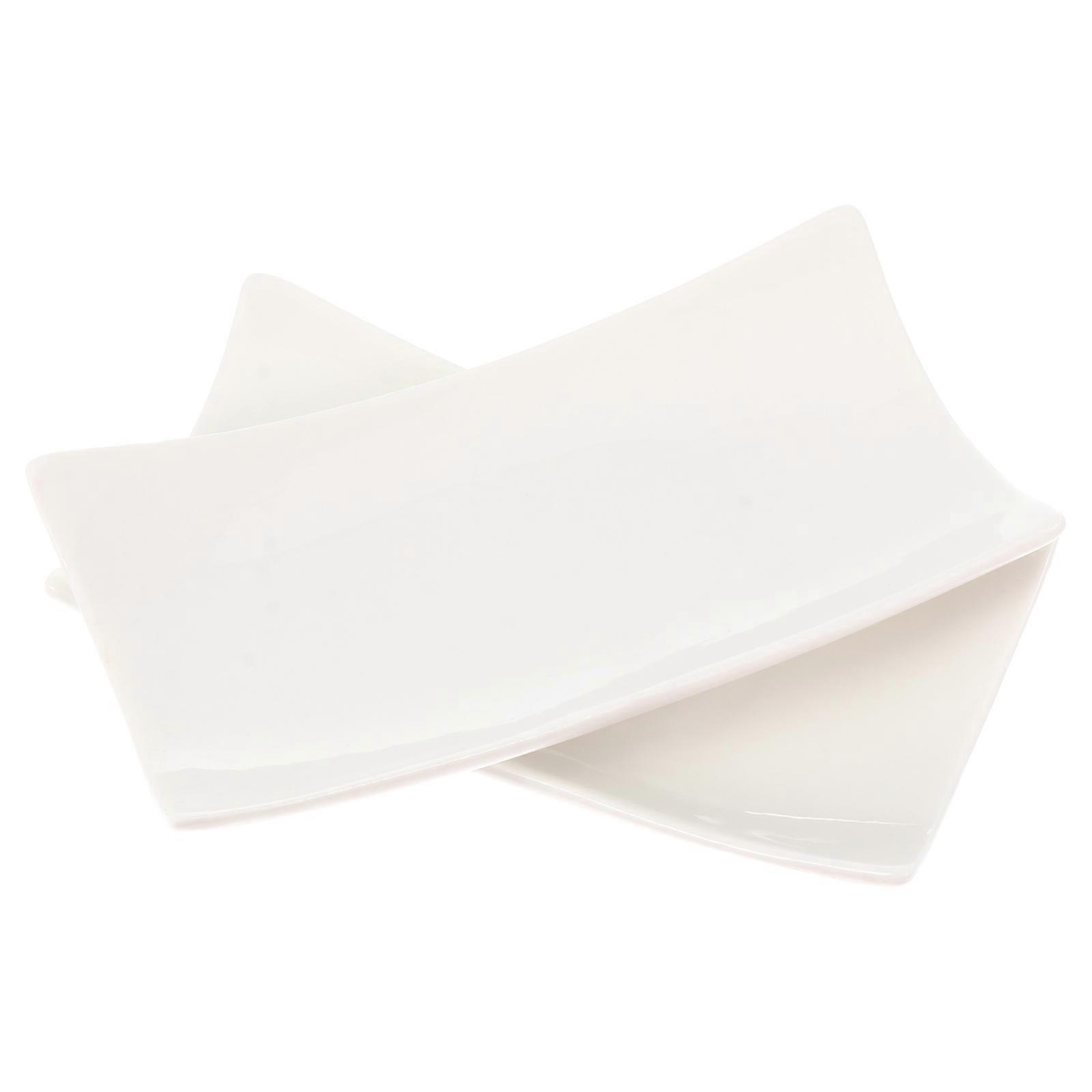 4Pcs Ceramic Towel Tray for Storage Use White Rectangular Practical Tray