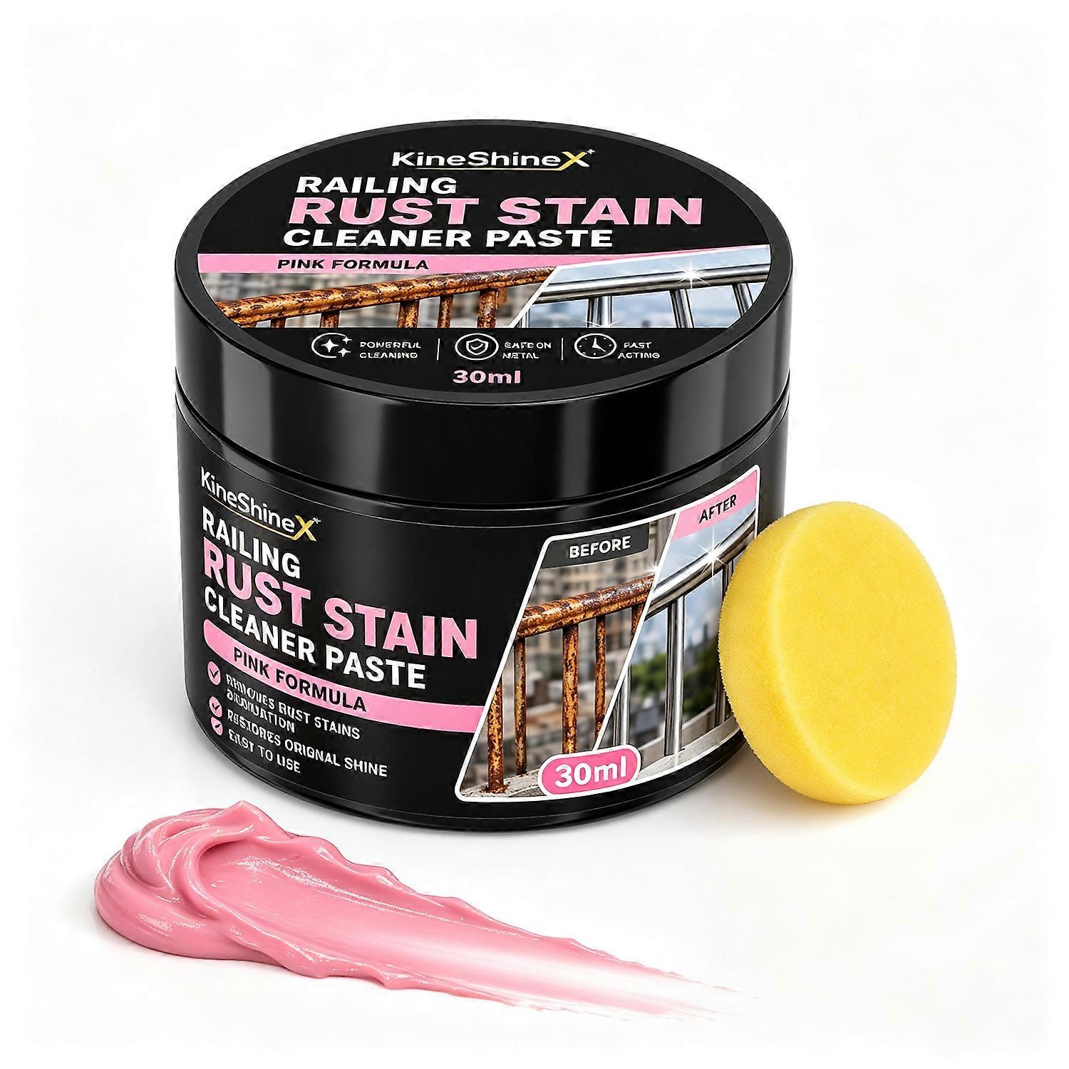 Metal Railing Rust Stain Cleaner Paste 30ml, FastActing MultiSurface Metal Cleaning Paste