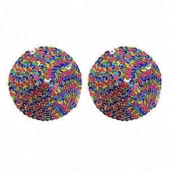 Copricapezzoli adesivi Rave & Party per donna: copricapezzoli colorati con paillettes e nappe scintillanti, reggiseno adesivo riutilizzabile