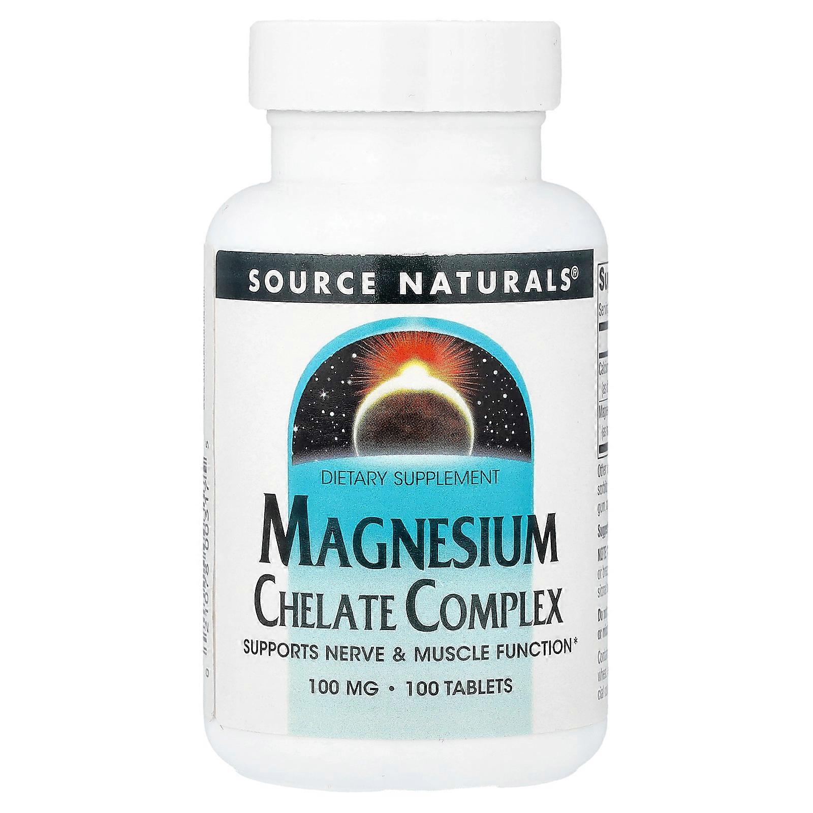 3 x Source Naturals, Magnesium Chelate Complex, 100 mg, 100 Tablets