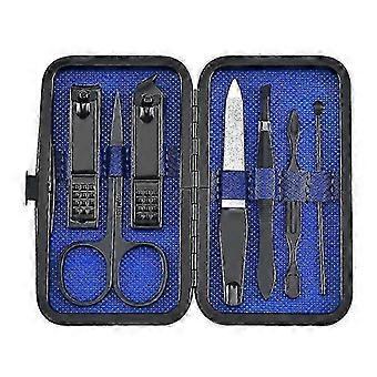 R9 Manicure Set with Durable Stainless Steel Nail Clippers, Compact Travel Case, 7Piece Blue Lining