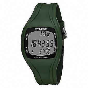 Men's Digital Pedometer Wristwatch, Silicone Strap, LED Electronic Display, Luminous, Multi-Function, Multi-Color Available