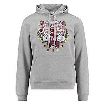 KENZO SWEAT Mens Hoodie Jumper Pullover Long Hooded Sweatshirt Tiger Print Grey