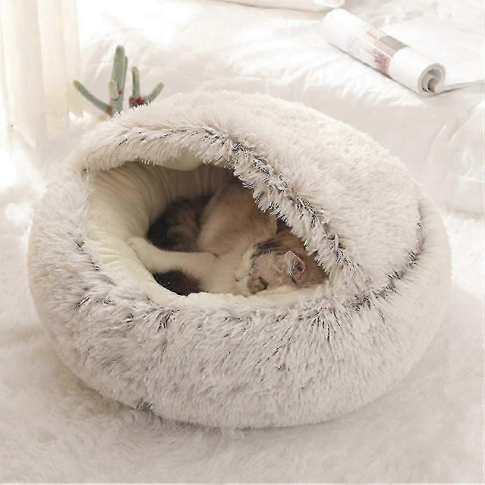 Warm Round Plush Cat Cave Bed