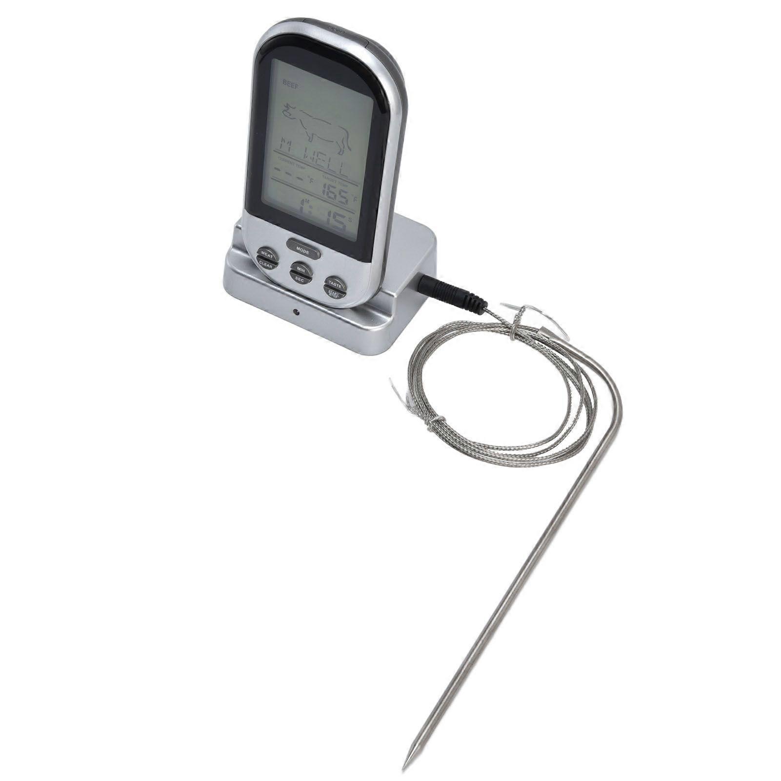 Wireless Thermometer Timer Overtime Alarm Function Practical Temperature Meter for Kitchen Barbecue Cooking