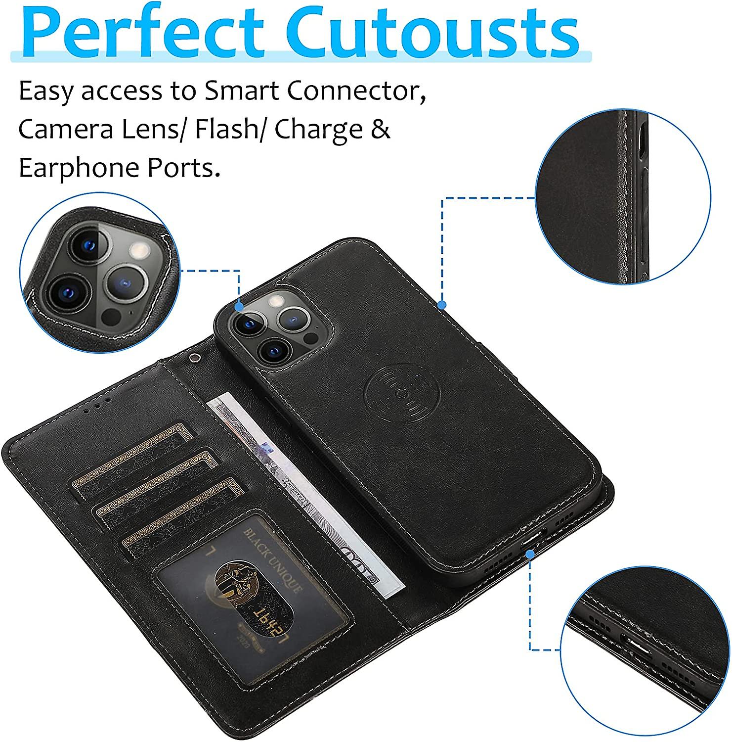 thumbnail image 3 of Funda tipo cartera para iPhone 14 Pro con tarjetero, funda desmontable 2 en 1 para teléfono celular con tapa para mujeres y hombres [bloqueo RFID], carcasa interior de TPU a prueba de golpes, 3 of 5