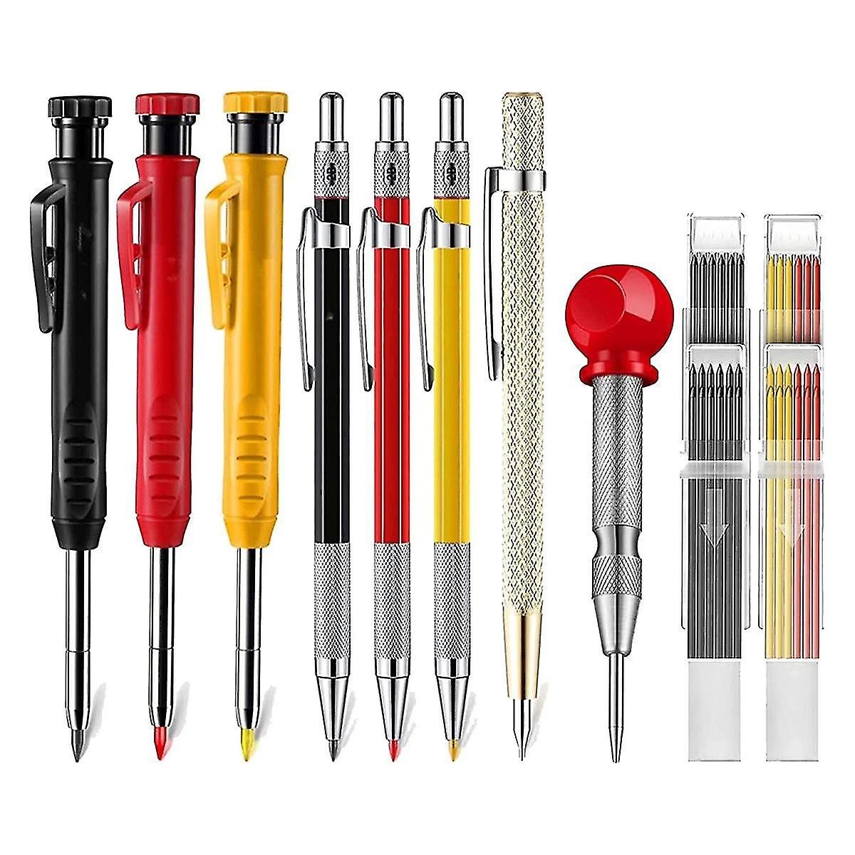 Mechanical Carpenter Pencils Set With Marker Refills, Carpenter Carbide Scriber Tool Woodworking Pe