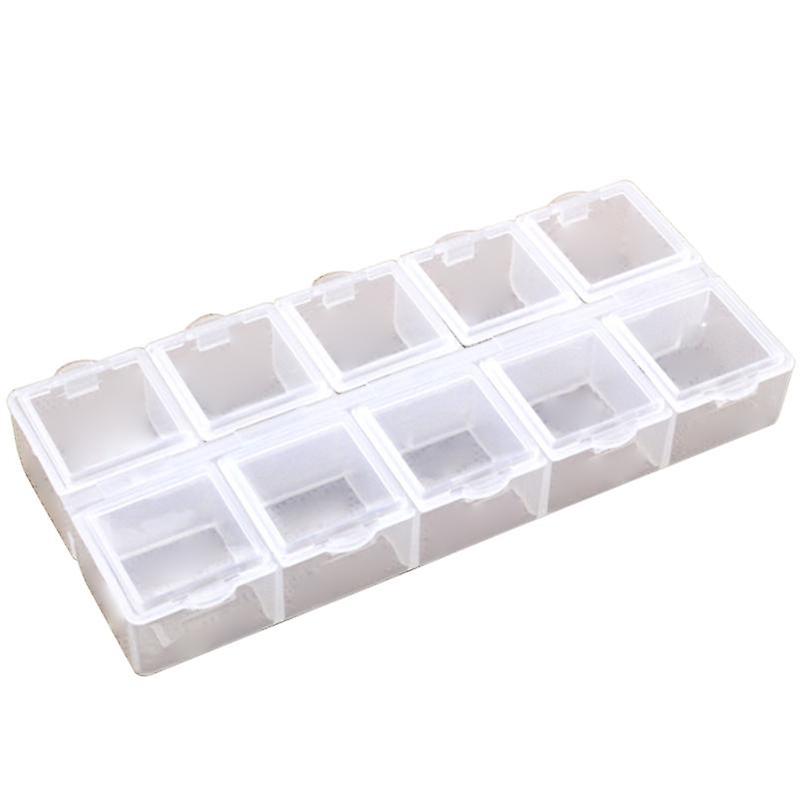 Storage Box with Lid 10 Grids Large Capacity Dust-proof Clear Space Saving Plastic Earrings Rings Be