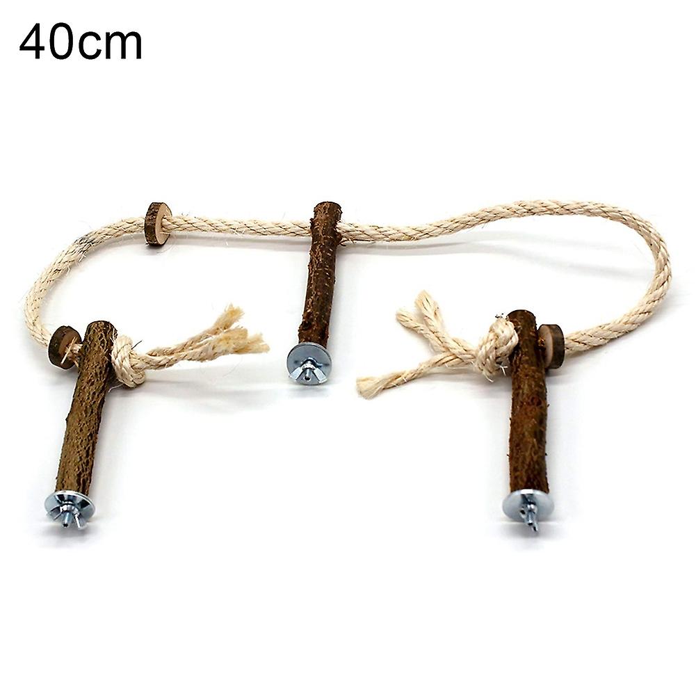 Image showcasing ZHOUBA Pet Bird Parrot Wooden Rope Climbing Hanging Cage Ladder Stand ...