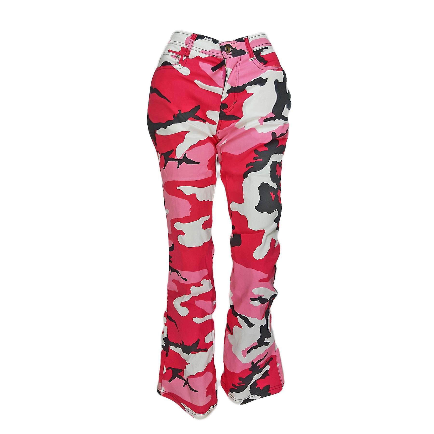 Military Combat Womens Trousers Pink Camo Camouflage Bright Army Pants