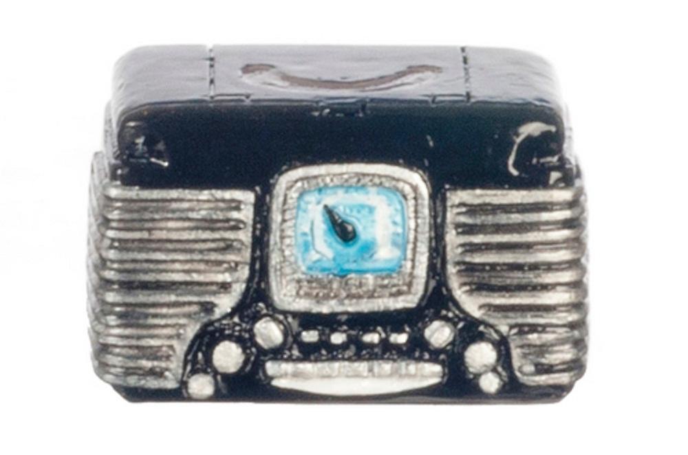Dolls House Black 1950's Retro Radio Miniature 1:12 Scale Accessory
