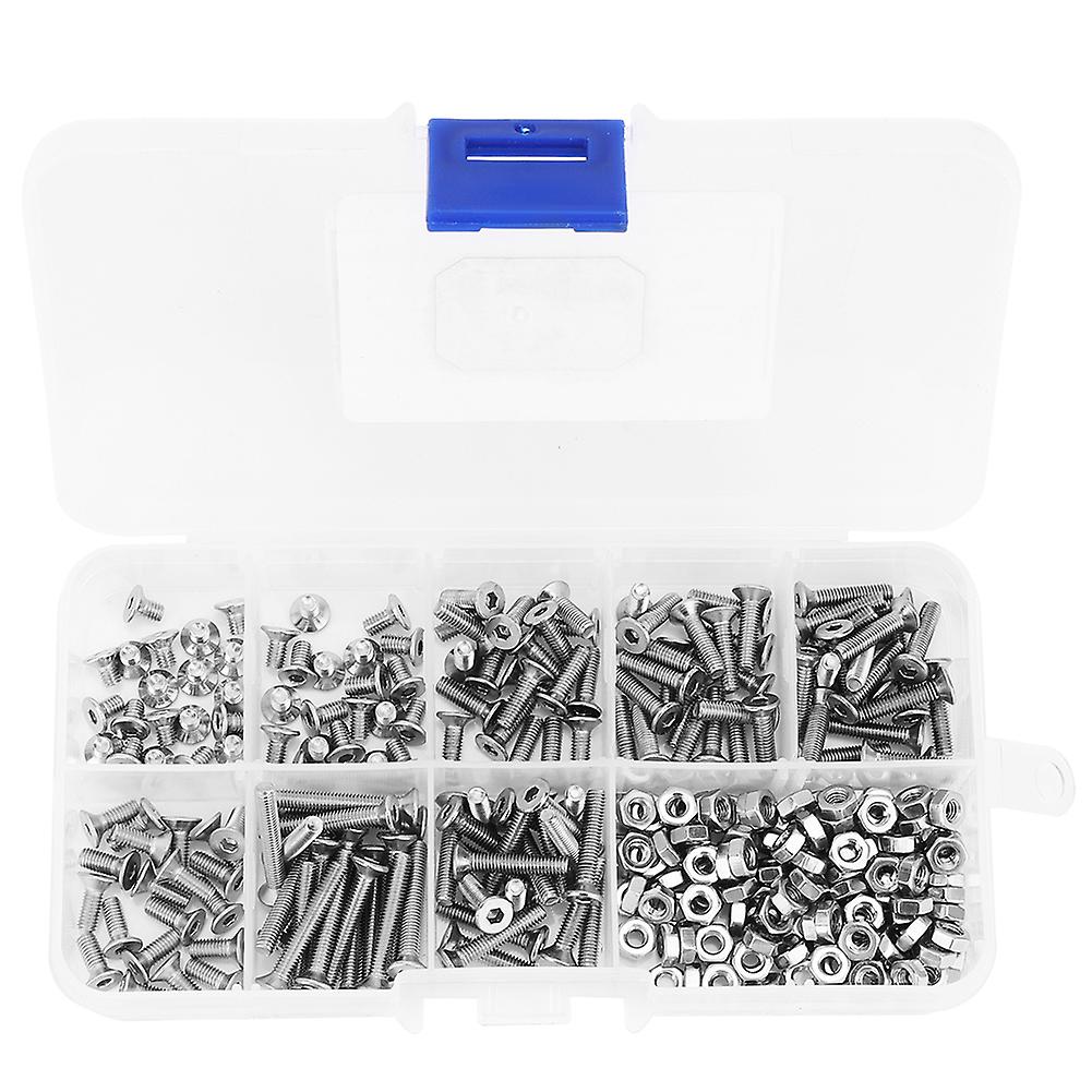 nobrands Hex Socket Screw-340Pcs M3 Hex Socket Flat Head Stainless Steel SS304 Bolt Nut Combination Set