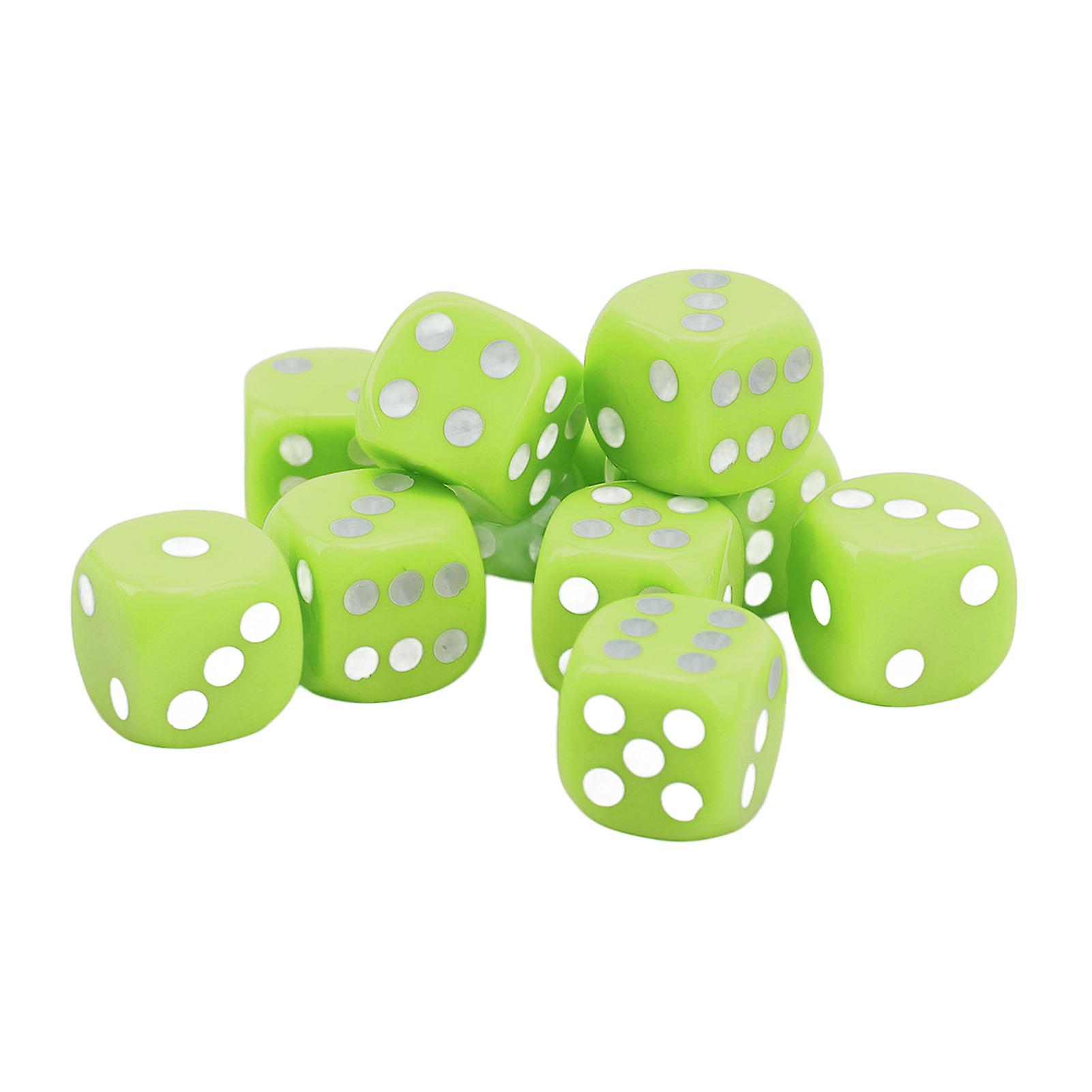 30PCS Dice Set 16MM Plastic 6 Sided Round Corners Dice Cubes for Table Games Board Games Light Green 