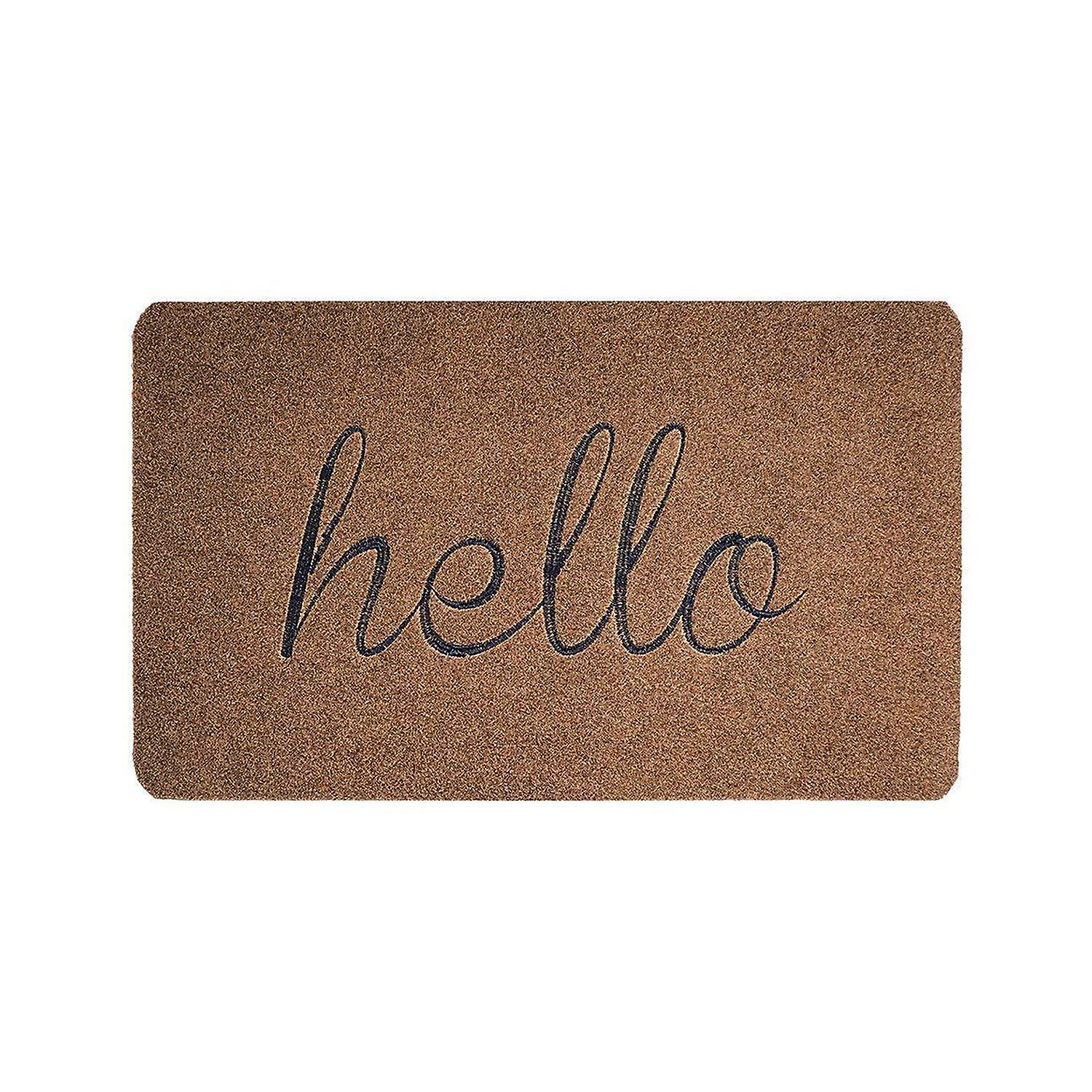 Convenient Door Mat Absorbing Moisture Polyester Easy Clean Hello Pattern Floor Pad Carpet for Daily