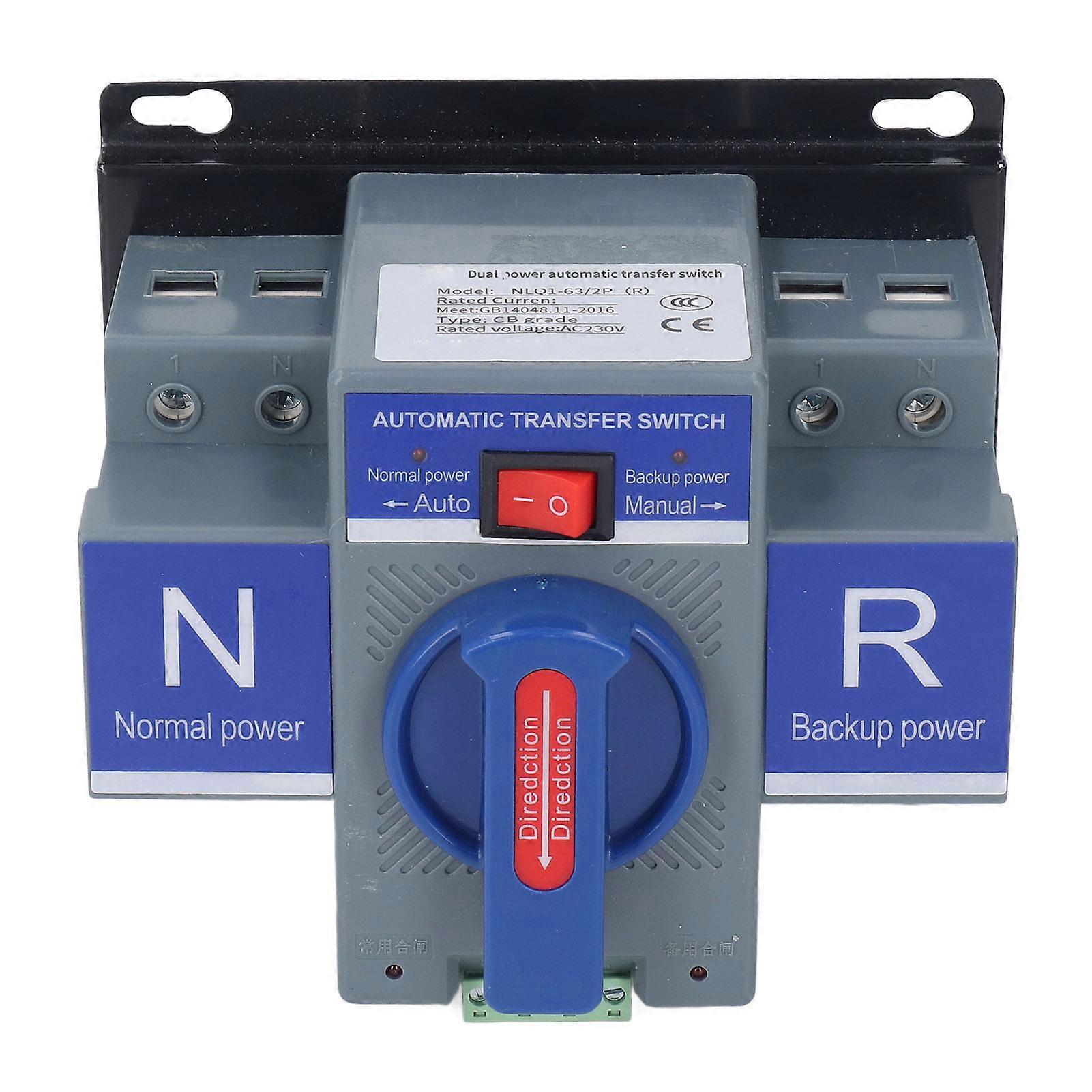 Ouitble Dual Power Automatic Changeover Switch Dual Power Automatic Transfer Switch 2P CB Type Mini Changeover for Household PV 32A