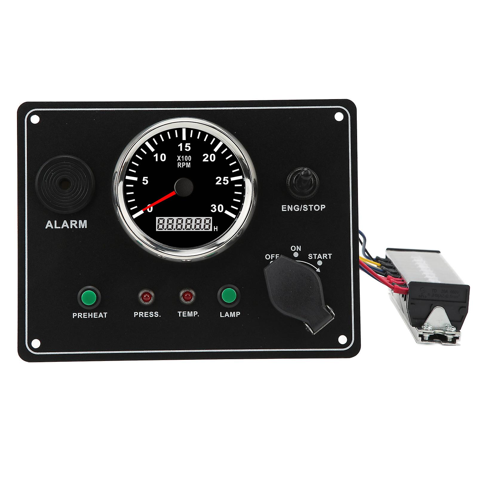 Marine Instrument Panel Multi Function 3000RPM Engine Speedometer Low Oil Pressure Water Temperature Alarm for RVs Yachts Boats 12V Circuit System 