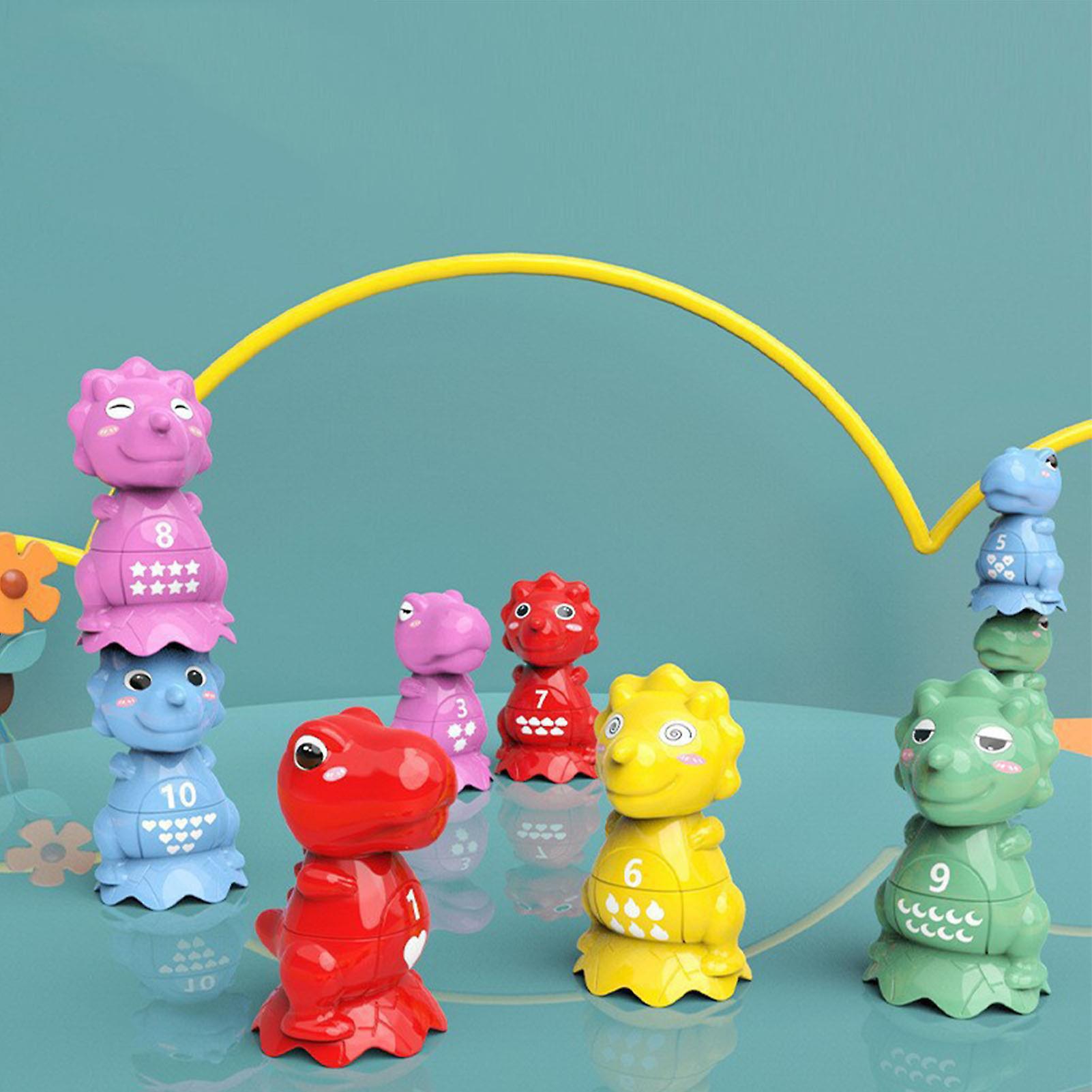 10pcs Dinosaur Matching Toys Toddler Stacking Sorting Toys Educational Counting Building Toy Learning Game 