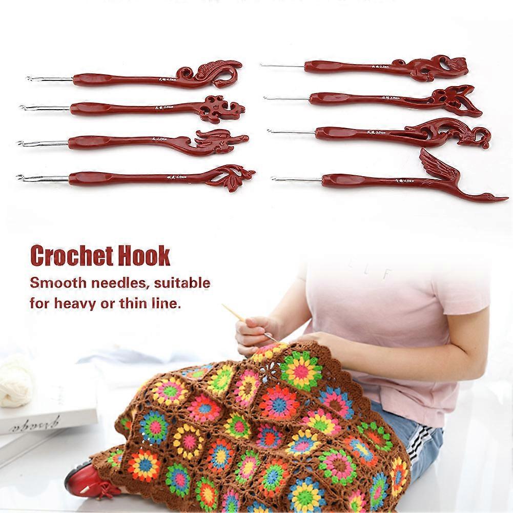 8PCS Retro Birds Unique Crochet Hooks Set Knitting Smooth Needles Tools Ergonomic Handle A-B