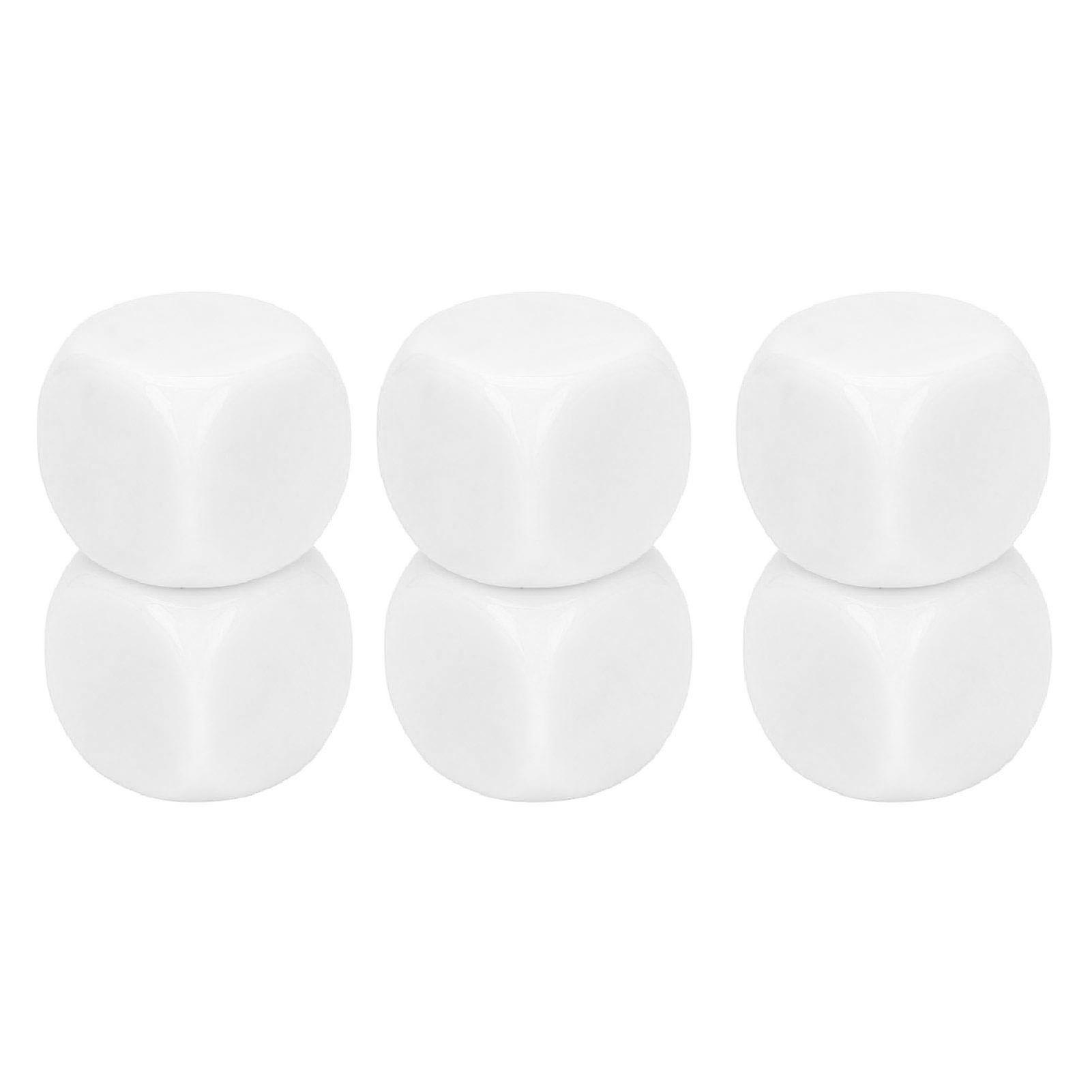 6Pcs Large Dice Set Round Corner Plastic Waterproof Practical Slick Face Dice for DIY Party Gaming White 