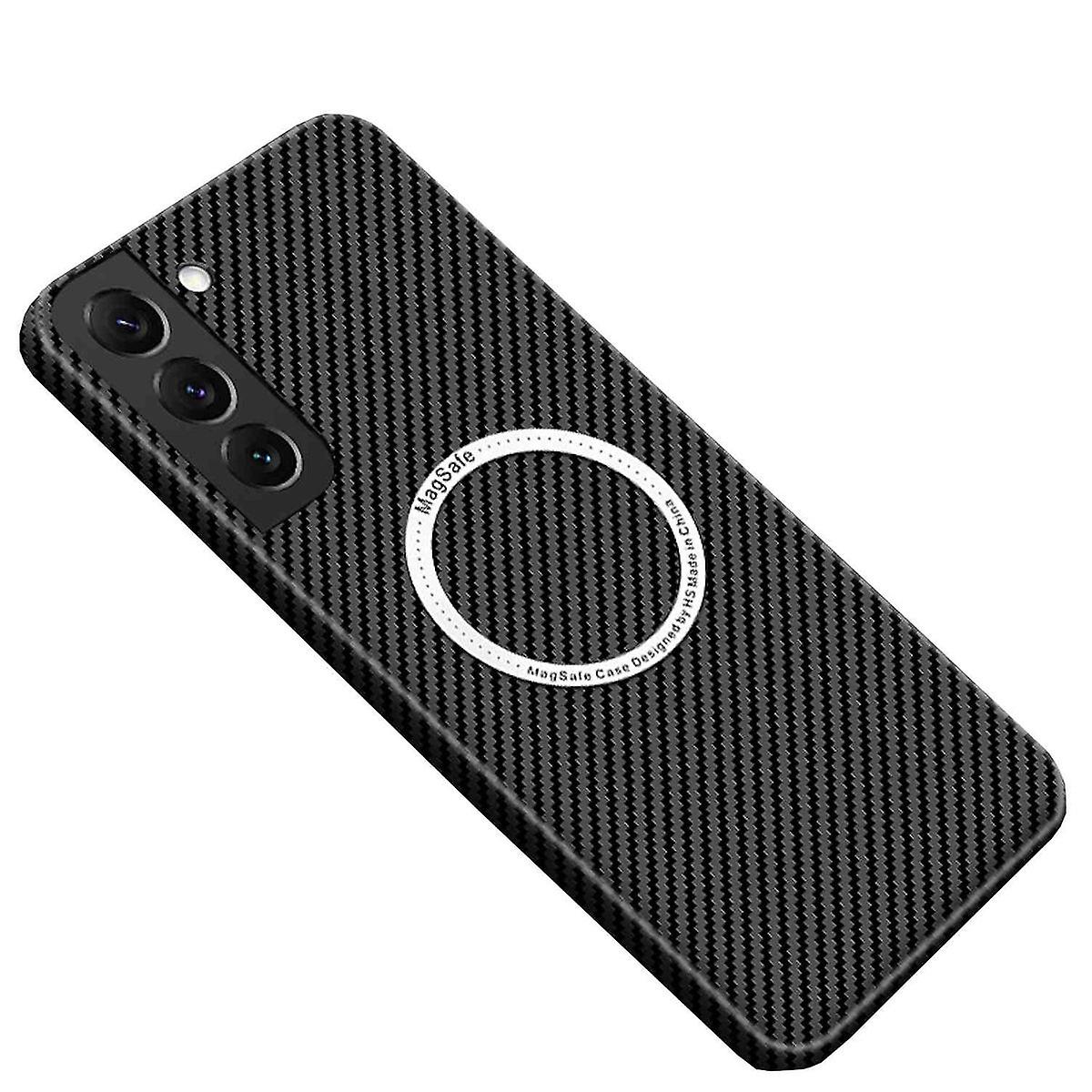 For Samsung Galaxy S24 Plus MagSafe Design Ultra Thin Carbon Texture Case Black