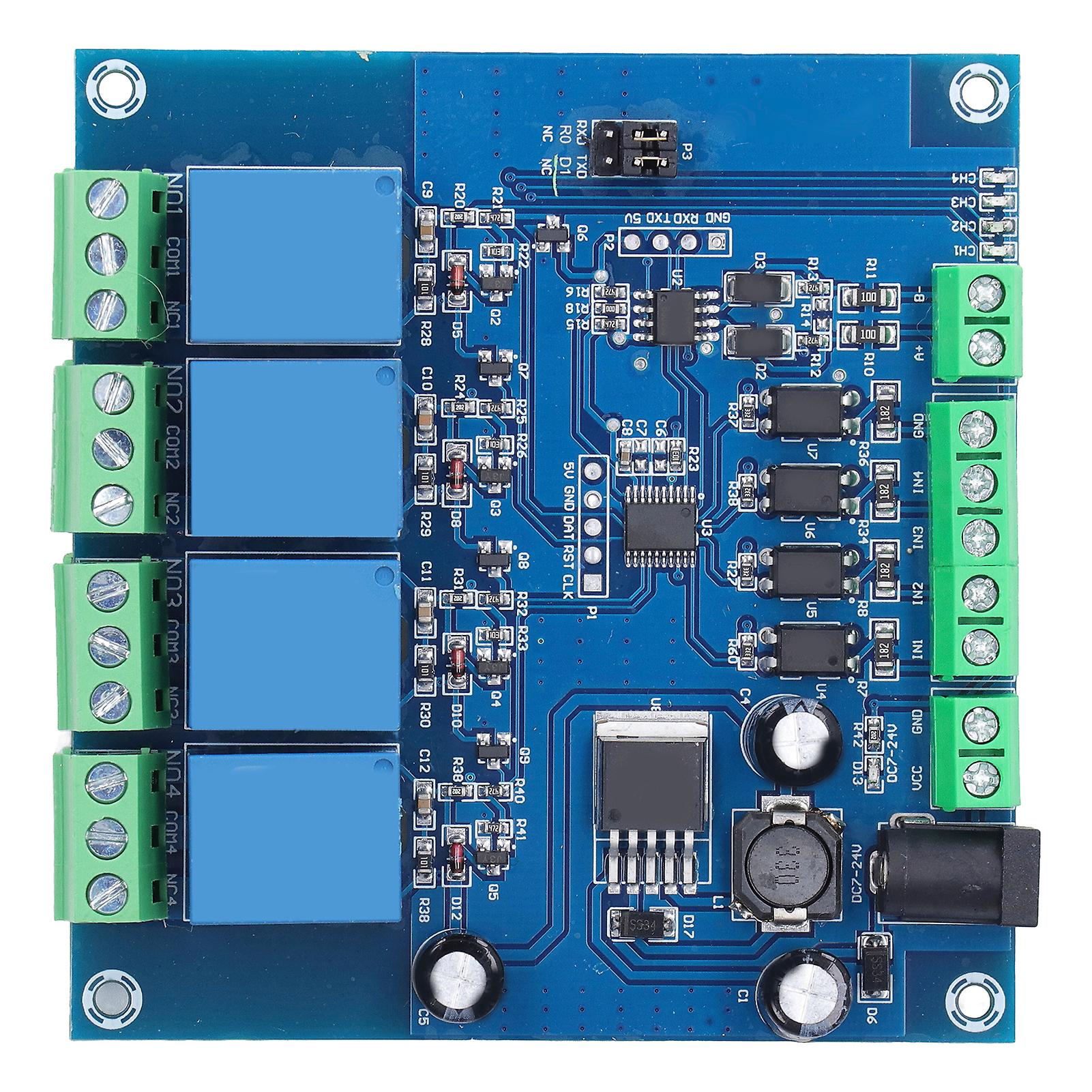 4 Channel Relay Module PCB RTU Relays Board Switch RS485 TTL Reverse Prevention Connection