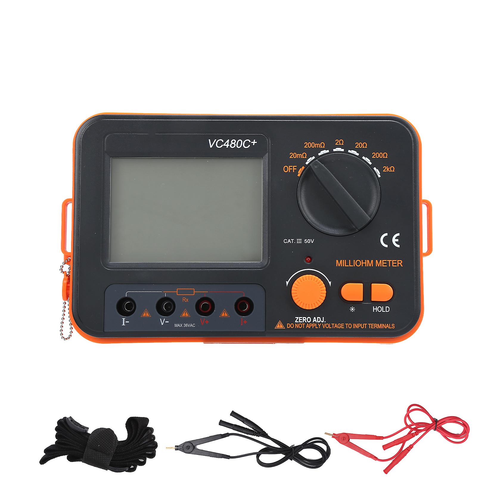 VC480C 0,01 mΩ2kΩ 6-biegowy cyfrowy miliomomierz 4-przewodowy pomiar DC Tester niskiej rezystancji