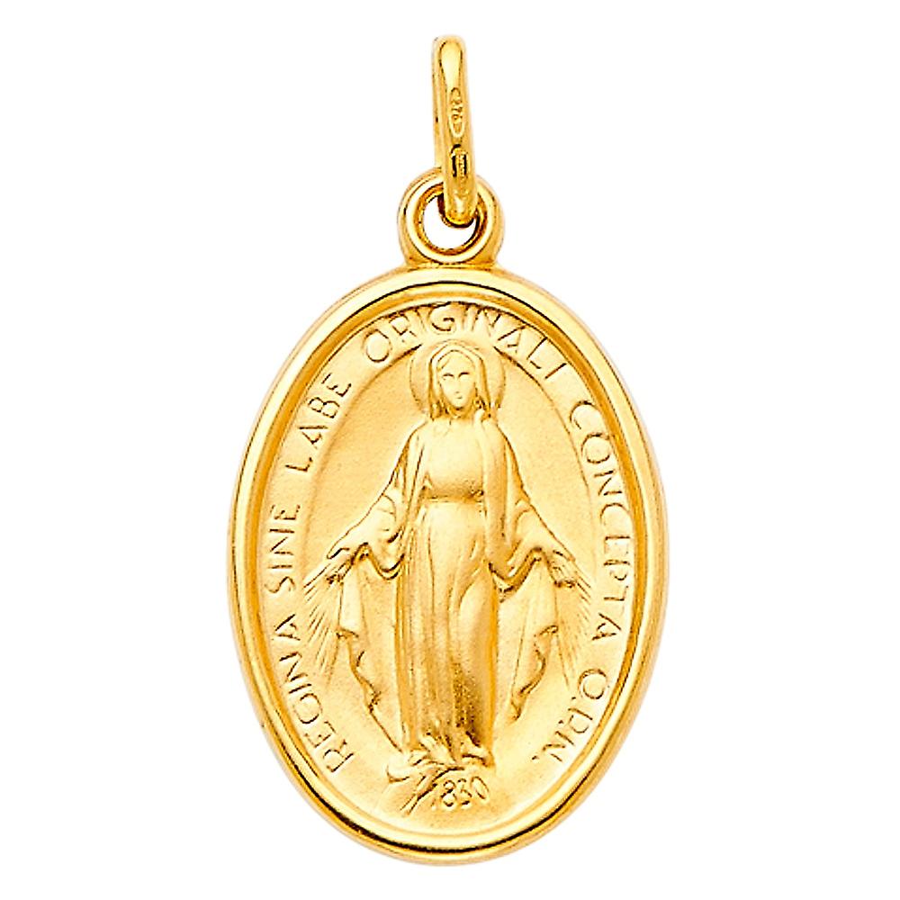 Medaglia Vergine Maria in oro giallo 14 carati 15x21mm Ciondolo collana-ciondolo per donna - 1,6 grammi
