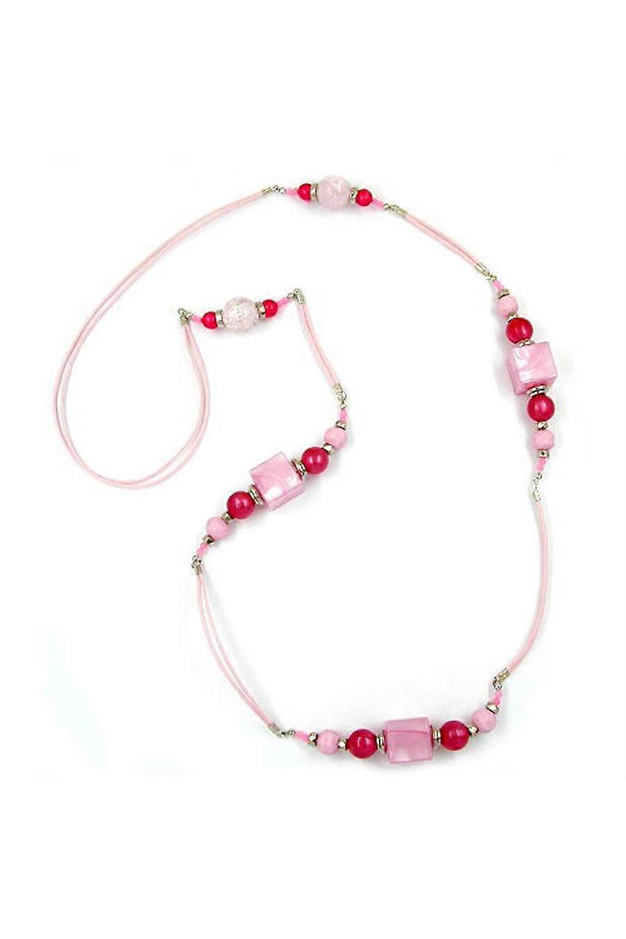 Necklace Dice Pink-silver 100cm - Gl02005