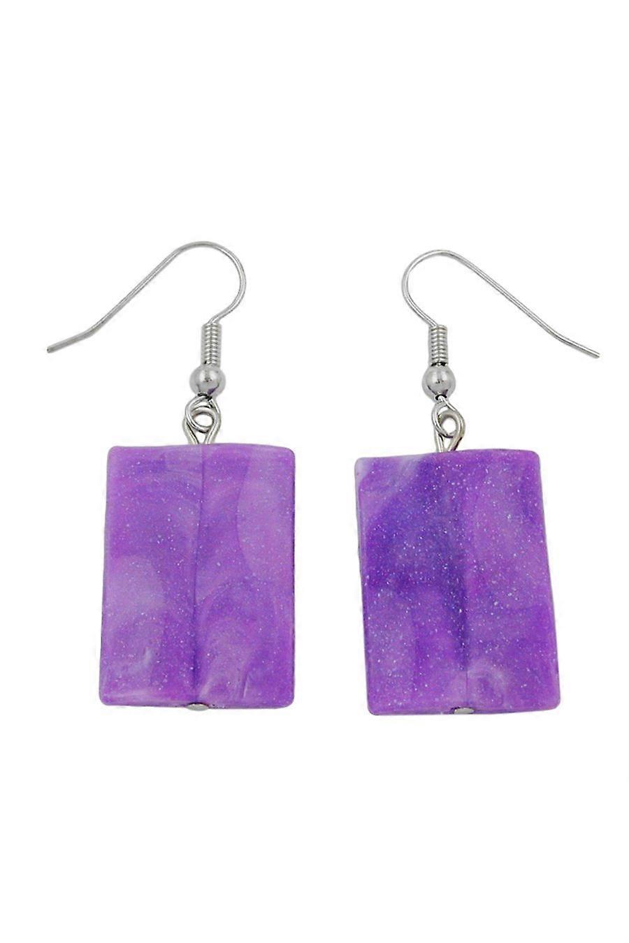 Hook Earrings Pillow Bead Purple - Gl02620