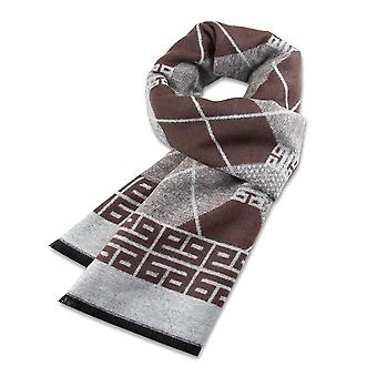 Veeki Men's Winter Warm Cashmere Scarf LatticeBrown