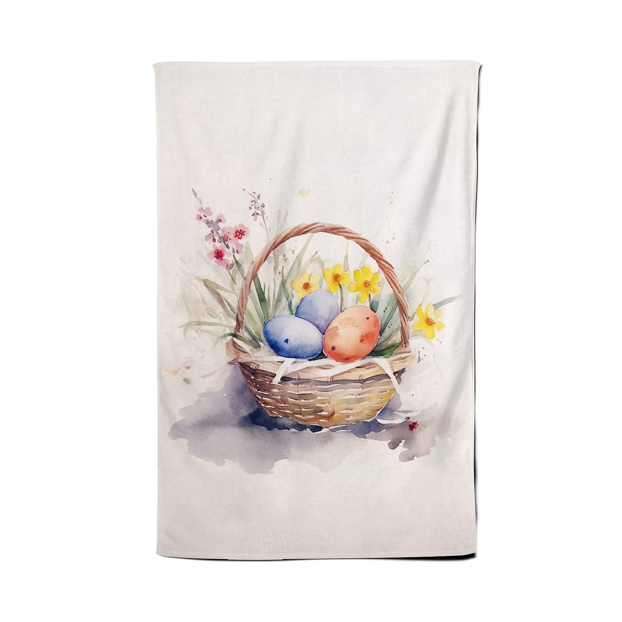 Watercolour Easter Basket Tea Towel