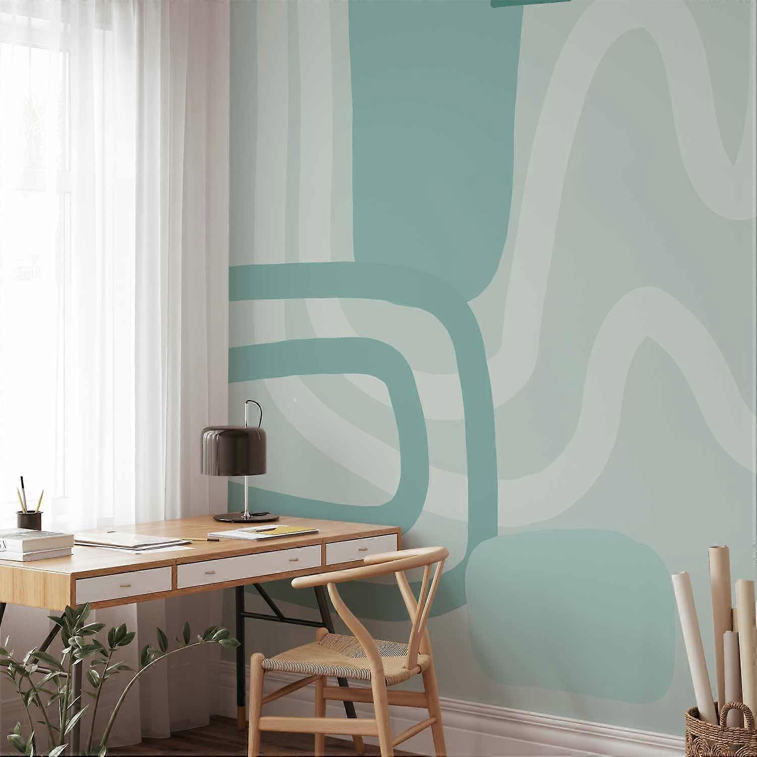 Self-adhesive Wall Mural - Geometric forms and patterns - abstract background with turquoise patterns