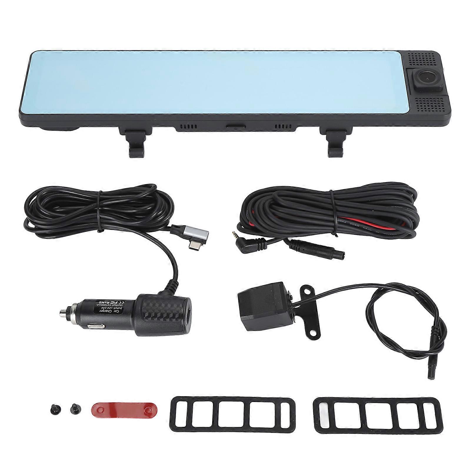 Rear View Mirror Camera 3 Channel Front Rear and Inside Recording 3 Display Modes GPS Track 180 Degree Wide Angle Rearview Mirror Dash Cam NO.6684