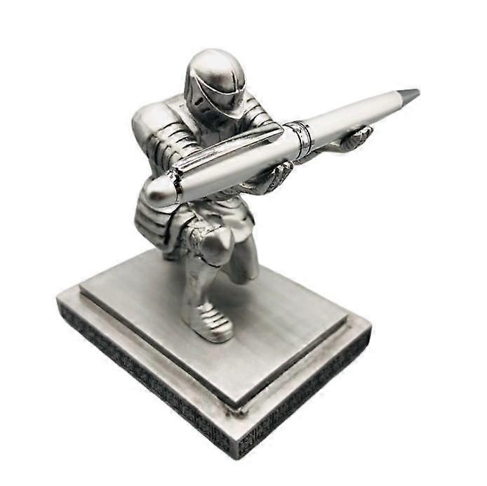 Table Creative Execution Knight Pen Holder With Helmet Bronze Like Pen Holder