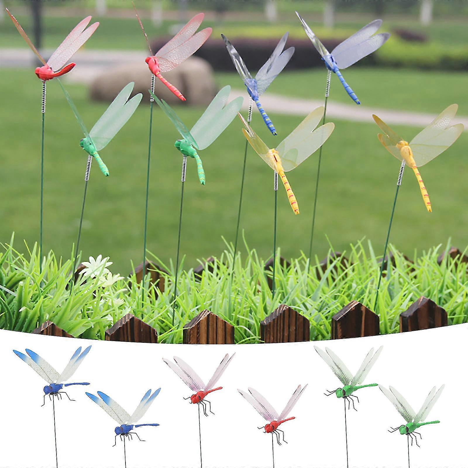 Iron Insert Clip On Dragonflys For Outdoors Dragonflys Garden Decor Set of 6