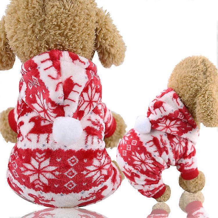 Pet Clothes Four-legged With Flannel Christmas Red Elk Festival Products For Autumn And Winter