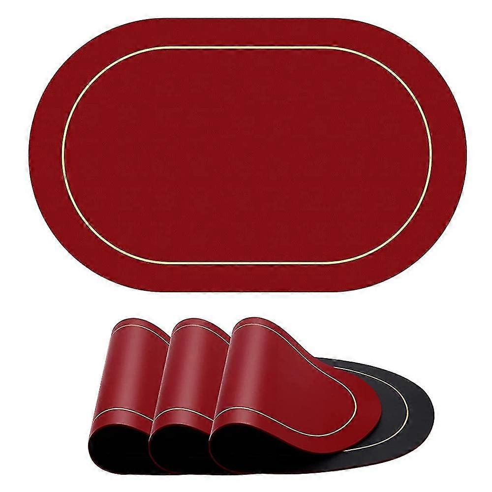 Sets de table 4 pièces, Sets de table lavables, Sets de table réversibles en cuir coloré (rouge et noir) DGZD